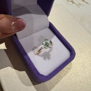 Light blue topaz stone on 925 silver setting

Adjustable